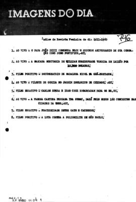 TV Tupi [emissora]. Revista Feminina [programa]. Roteiro [televisivo], 04 nov. 1960.