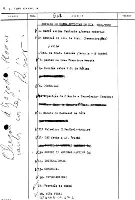 TV Tupi [emissora]. Ultra Notícias [programa]. Roteiro [televisivo], 18 abr. 1968.