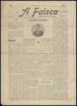A Faisca [jornal], a. 1, n. 2. São Paulo-SP, 10 jan. 1909.