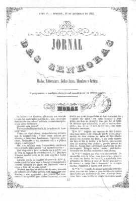 O Jornal das senhoras [jornal], t. 4, [s/n]. Rio de Janeiro-RJ, 11 set. 1853.