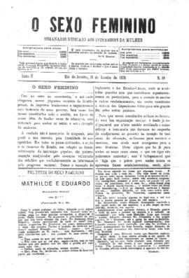 O Sexo feminino [jornal], a. 2, n. 19. Campanha-MG, 16 jan. 1876.