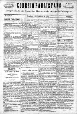 Correio paulistano [jornal], [s/n]. São Paulo-SP, 06 out. 1878.