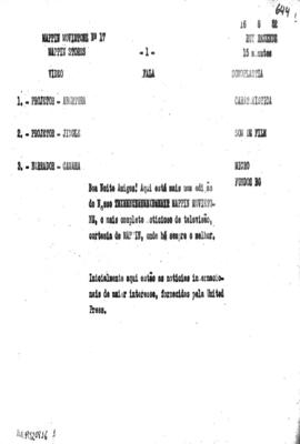 TV Tupi [emissora]. Mappin Movietone [programa]. Roteiro [televisivo], 16 ago. 1952.