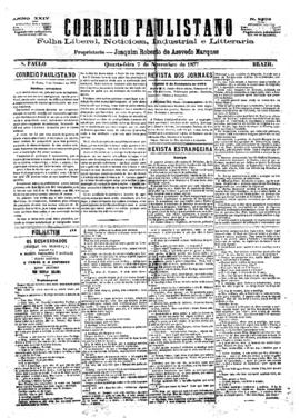 Correio paulistano [jornal], [s/n]. São Paulo-SP, 07 nov. 1877.