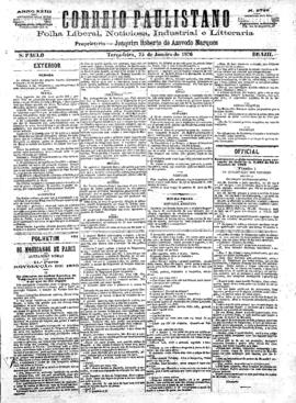 Correio paulistano [jornal], [s/n]. São Paulo-SP, 25 jan. 1876.