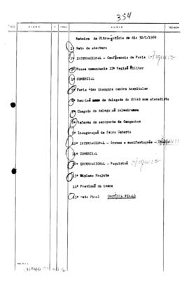 TV Tupi [emissora]. Ultra Notícias [programa]. Roteiro [televisivo], 30 jan. 1969.