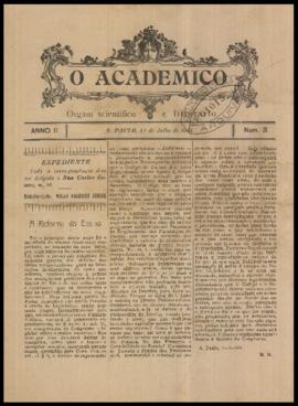 O Academico [jornal], a. 2, n. 3. São Paulo-SP, 01 jul. 1901.