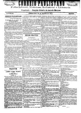 Correio paulistano [jornal], [s/n]. São Paulo-SP, 18 jan. 1877.