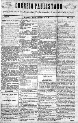 Correio paulistano [jornal], [s/n]. São Paulo-SP, 15 out. 1878.