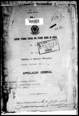 Processo... [apelação criminal], nª 1009/1927. [São Paulo-SP?], 1927. v. 44