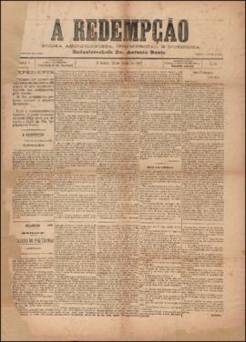 A Redempção [jornal], a. 1, n. 39. São Paulo-SP, 22 mai. 1887.