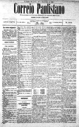 Correio paulistano [jornal], [s/n]. São Paulo-SP, 27 dez. 1881.