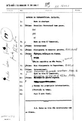 TV Tupi [emissora]. Ultra Notícias [programa]. Roteiro [televisivo], 30 out. 1969.