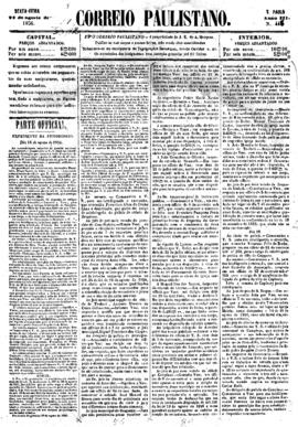 Correio paulistano [jornal], [s/n]. São Paulo-SP, 22 ago. 1856.