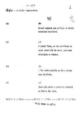 TV Tupi [emissora]. Meio Dia [programa]. Roteiro [televisivo], 29 nov. 1978.