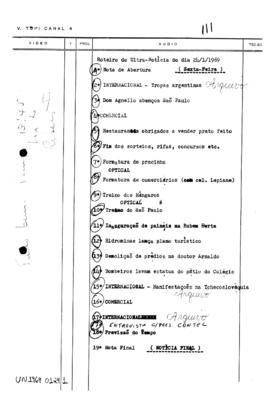 TV Tupi [emissora]. Ultra Notícias [programa]. Roteiro [televisivo], 24 jan. 1969.