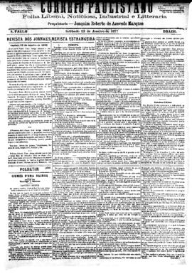 Correio paulistano [jornal], [s/n]. São Paulo-SP, 13 jan. 1877.