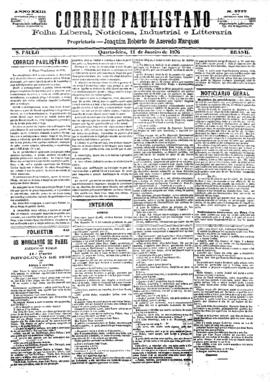 Correio paulistano [jornal], [s/n]. São Paulo-SP, 12 jan. 1876.