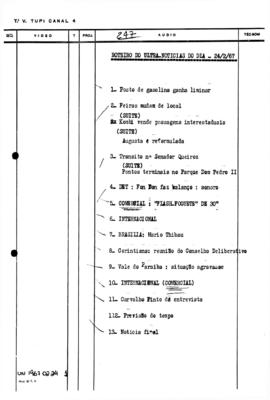 TV Tupi [emissora]. Ultra Notícias [programa]. Roteiro [televisivo], 24 fev. 1967.