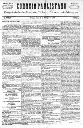 Correio paulistano [jornal], [s/n]. São Paulo-SP, 07 mar. 1878.
