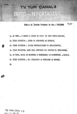 TV Tupi [emissora]. Revista Feminina [programa]. Roteiro [televisivo], 07 abr. 1964 [versão 2].