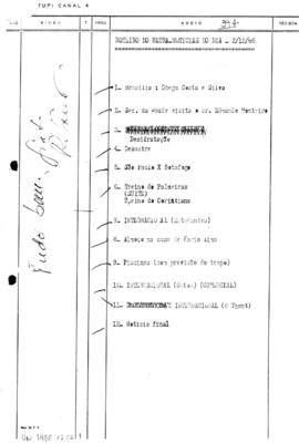 TV Tupi [emissora]. Ultra Notícias [programa]. Roteiro [televisivo], 02 dez. 1966.
