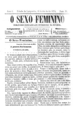 O Sexo feminino [jornal], a. 1, n. 36. Campanha-MG, 19 jun. 1874.