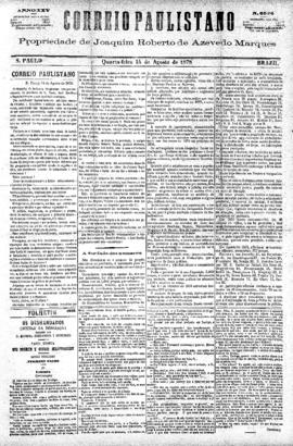 Correio paulistano [jornal], [s/n]. São Paulo-SP, 14 ago. 1878.