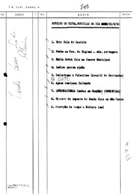 TV Tupi [emissora]. Ultra Notícias [programa]. Roteiro [televisivo], 22 mar. 1966.