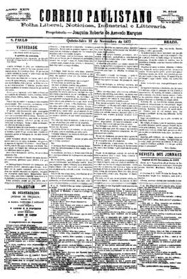 Correio paulistano [jornal], [s/n]. São Paulo-SP, 22 nov. 1877.