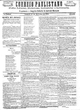 Correio paulistano [jornal], [s/n]. São Paulo-SP, 11 nov. 1876.