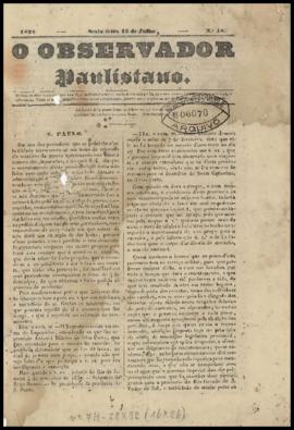 O Observador paulistano [jornal], n. 48. São Paulo-SP, 13 jul. 1838.