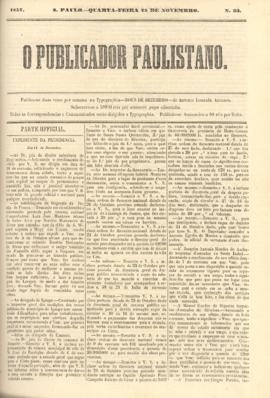 O Publicador paulistano [jornal], n. 33. São Paulo-SP, 25 nov. 1857.
