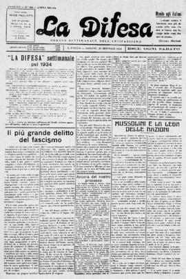 La Difesa [jornal], a. 12, n. 482. São Paulo-SP, 20 jan. 1934.
