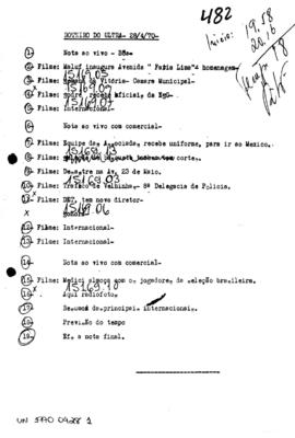TV Tupi [emissora]. Ultra Notícias [programa]. Roteiro [televisivo], 28 abr. 1970.