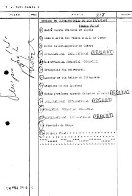 TV Tupi [emissora]. Ultra Notícias [programa]. Roteiro [televisivo], 17 set. 1968.