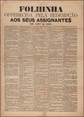 A Redempção [jornal], [s/n]. São Paulo-SP, 1888.