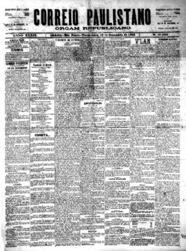 Correio paulistano [jornal], [s/n]. São Paulo-SP, 13 dez. 1892.