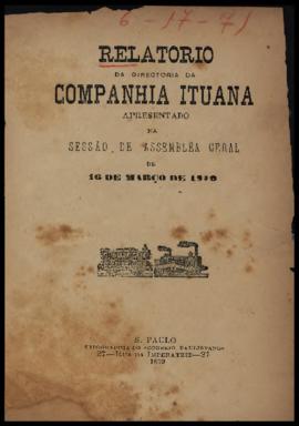 Relatório…, [s/n], 2º sem. 1878. Criador(a): Companhia Ituana de Estradas de Ferro. São Paulo-SP:...