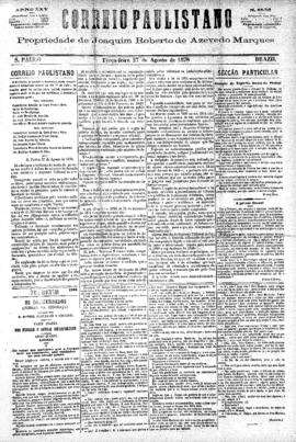 Correio paulistano [jornal], [s/n]. São Paulo-SP, 27 ago. 1878.