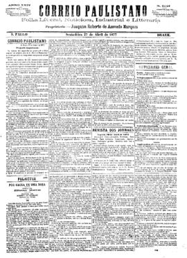 Correio paulistano [jornal], [s/n]. São Paulo-SP, 27 abr. 1877.