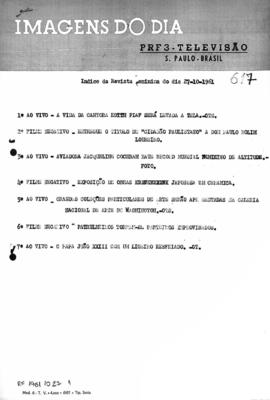 TV Tupi [emissora]. Revista Feminina [programa]. Roteiro [televisivo], 27 out. 1961.