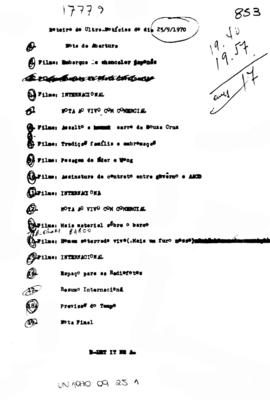 TV Tupi [emissora]. Ultra Notícias [programa]. Roteiro [televisivo], 25 set. 1970.