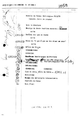 TV Tupi [emissora]. Ultra Notícias [programa]. Roteiro [televisivo], 11 fev. 1970.